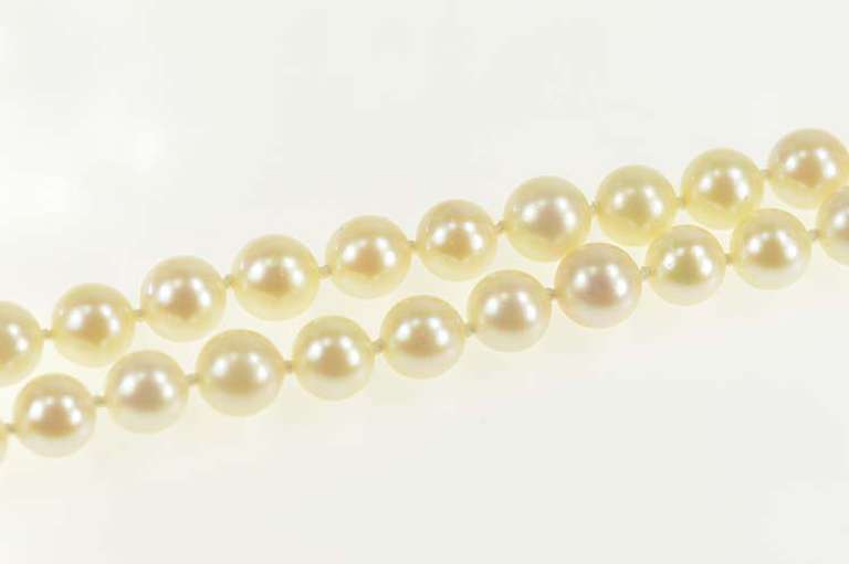14K Yellow Gold Classic Retro Pearl Strand Statement Necklace