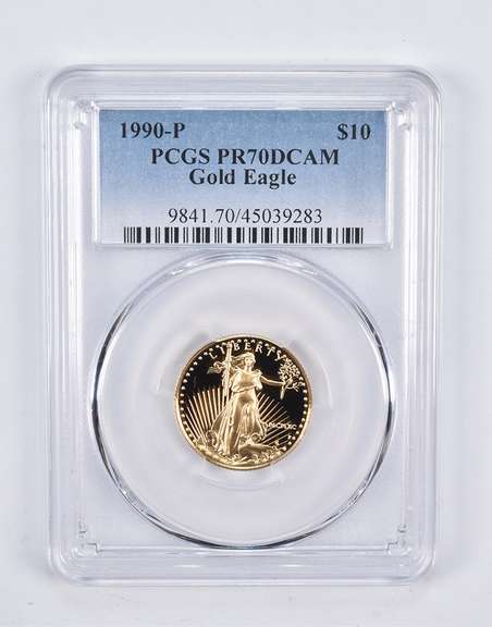 PR70 DCAM 1990-P $10 American Gold Eagle 1/4 Oz. .999 Fine Gold PCGS