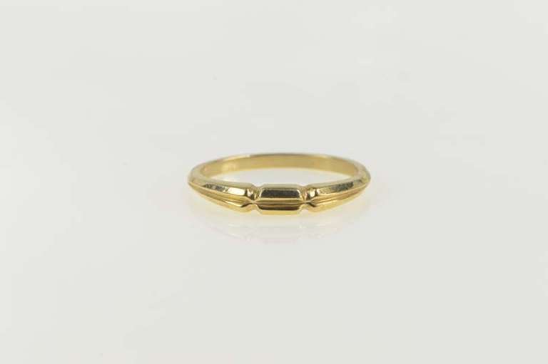 14K Yellow Gold Vintage NOS 1950's Groove Simple Wedding Band Ring