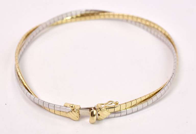 Mesmerizing Omega Link Bracelet in Two Tone Gold