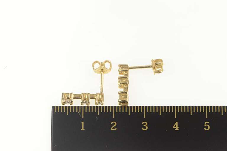 14K Yellow Gold 0.46 Ctw Diamond Tiered Bar Statement Earrings