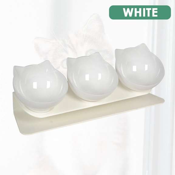 Cat Elevated Bowl with Raised Stand & Three Feeders