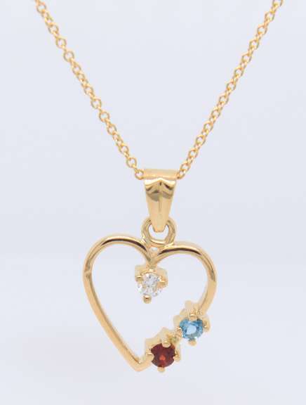Favorite Yellow Gold Diamond and Tanzanite and Garnet Heart Pendant on Chain