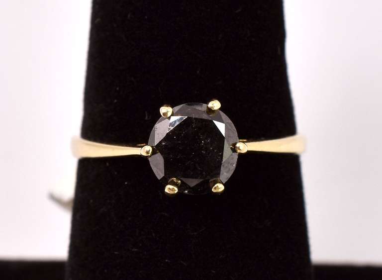 Brilliant Black Diamond Ring in 14K Yellow Gold