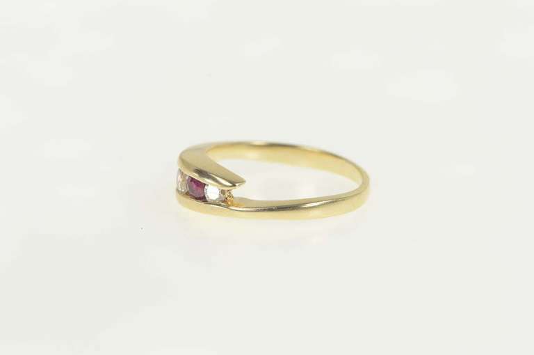14K Yellow Gold Ctw Natural Ruby Diamond Bypass Ring