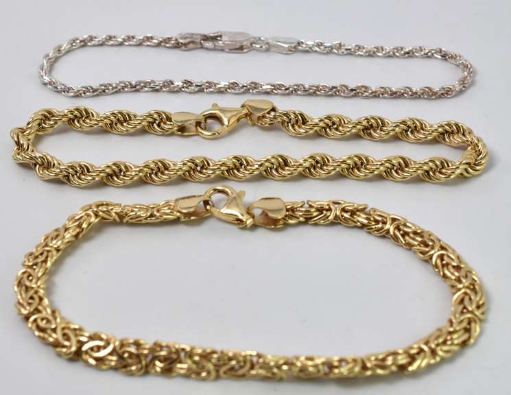 Set of 3 Vermeil And Sterling Silver Bracelets