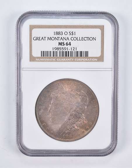MS64 1883-O Morgan Silver Dollar Great Montana Rainbow Toned NGC