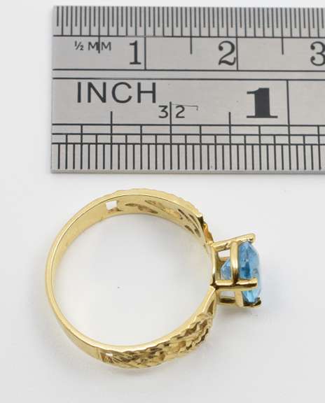 Feminine Filigree Blue Topaz Ring