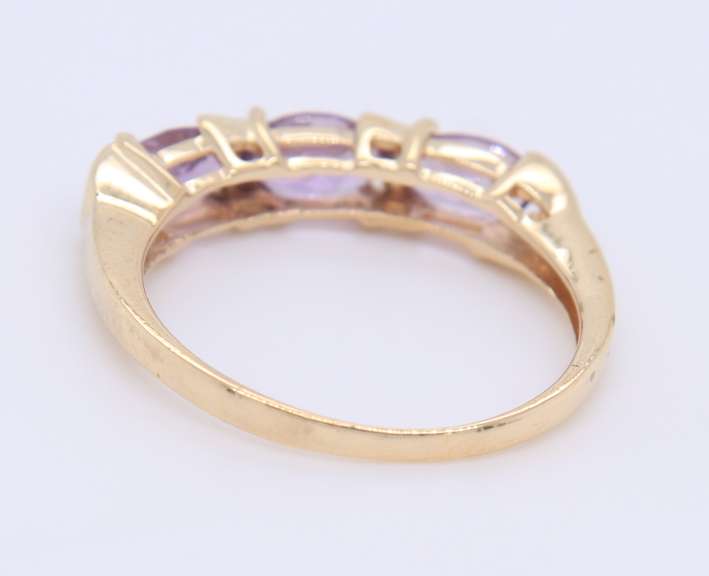 Fancy Yellow Gold 3 Morganite and Diamond Ring