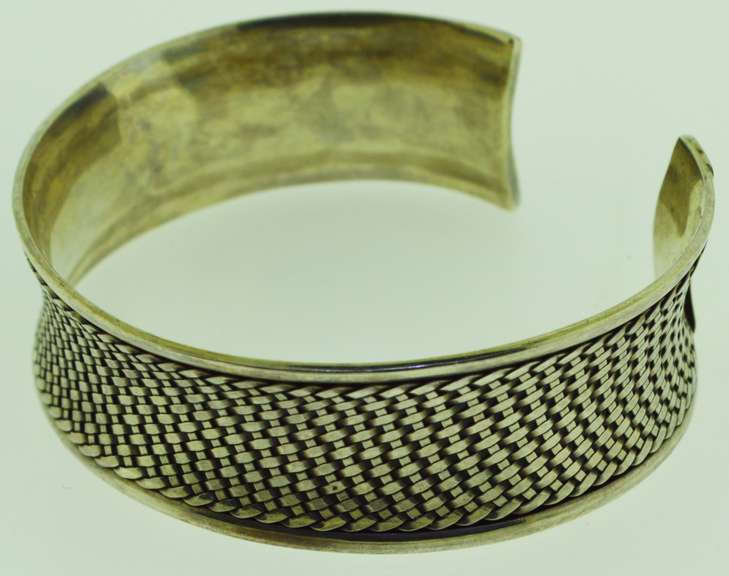 Sterling Silver Wide Curved Woven Cuff