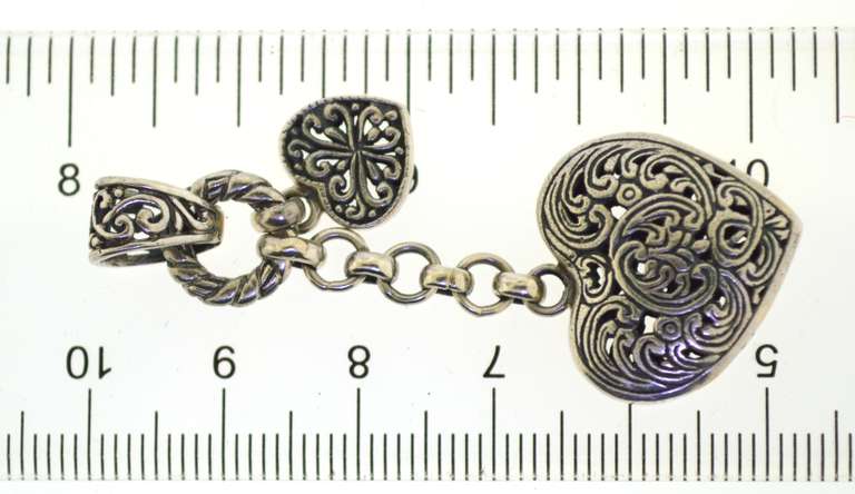 Sterling Silver Double Heart Dangle Pendant