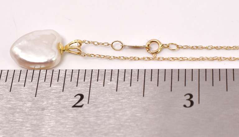 Beautiful Heart Pearl Pendant Necklace in 14K Yellow Gold