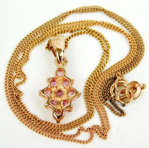 Rose Gold over Sterling Pink Sapphire Necklace