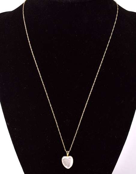 Beautiful Heart Pearl Pendant Necklace in 14K Yellow Gold
