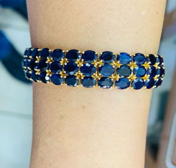 14kt Yellow Gold & Blue Sapphire Bracelet- 43.0 Carats!