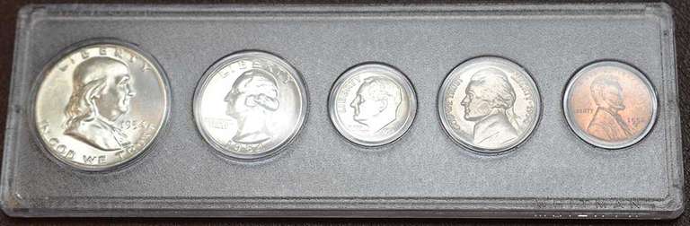 Set Of Uncirculated 1954 Coins, All Except The Cent Are Philadelphia. The Cent Is Denver.