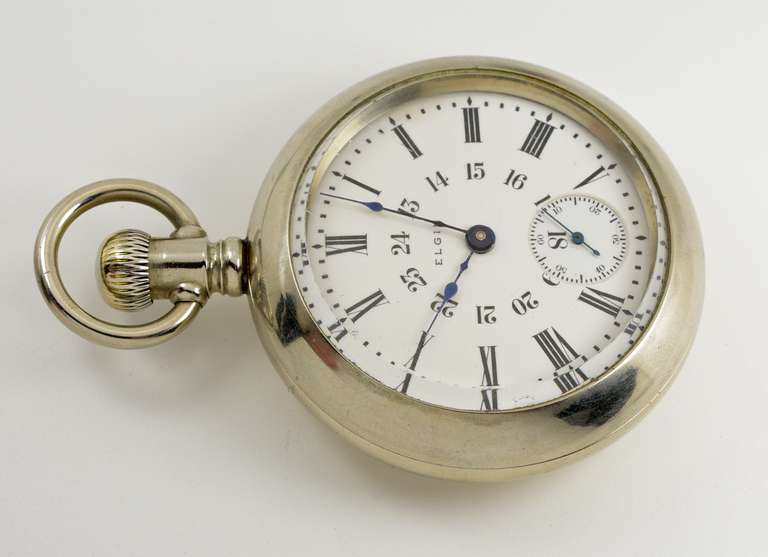 Handsome Elgin c. 1900 Pocket Watch in Nickel