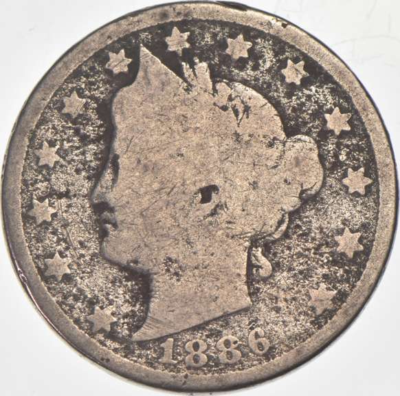 1886 Liberty V Nickel - With Cents