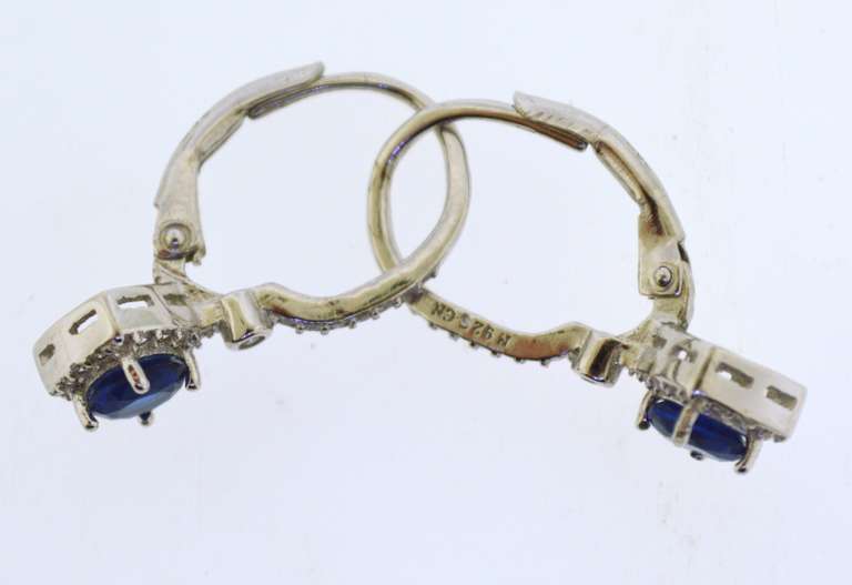 Sterling Silver Blue Stone Drop Earrings