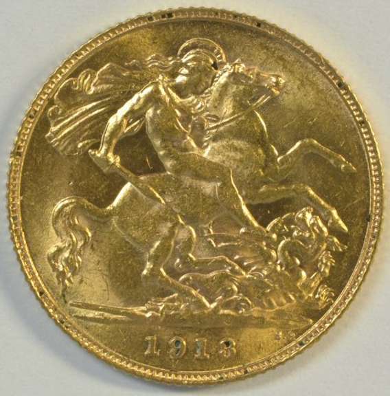 Lustrous Gem BU 1913 Great Britain Gold Half Sovereign