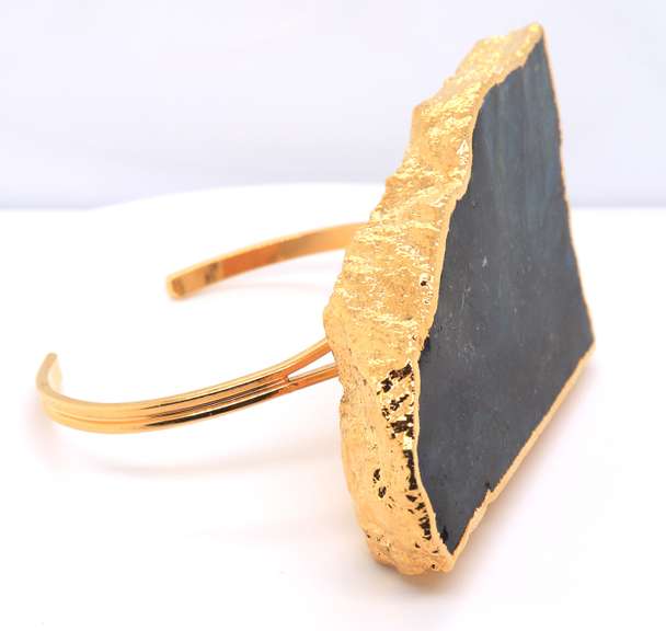 Alisa Michelle Gold Plated Agate Cuff Bangle