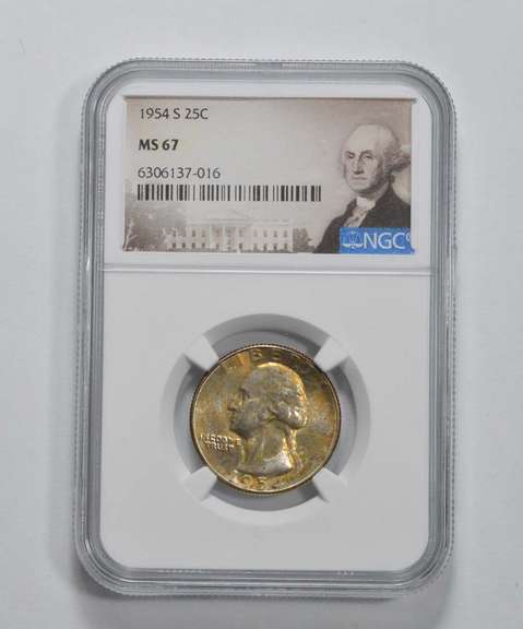 MS67 1954-S Washington Quarter - Graded NGC