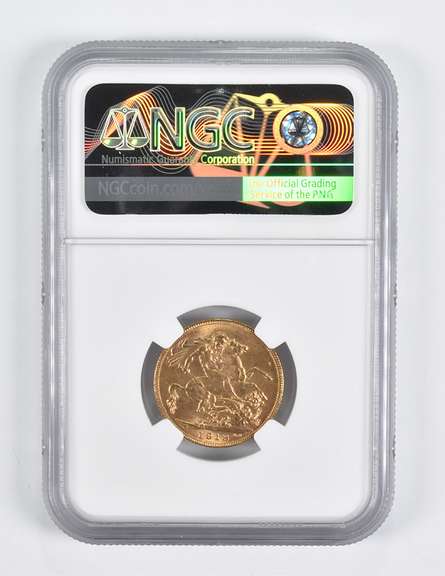 MS63 1918-I India 1 Sovereign Gold Coin NGC