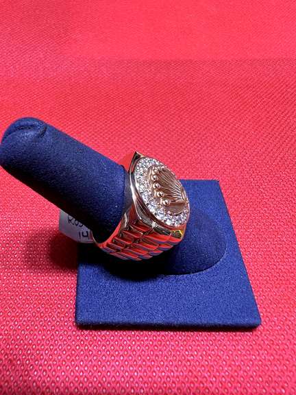 MENS 14K DIPPED ROSE GOLD ROLEX RING WITH 1.00 CARAT OF DIAMOND