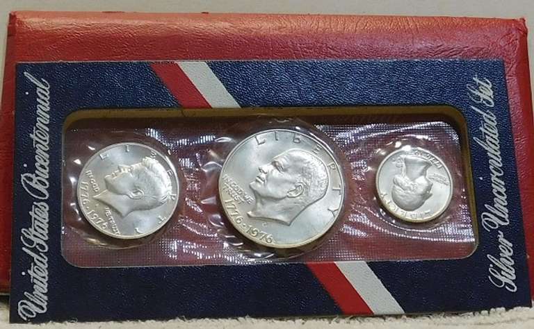1976 3 pc Silver 40% Mint Set, OGP