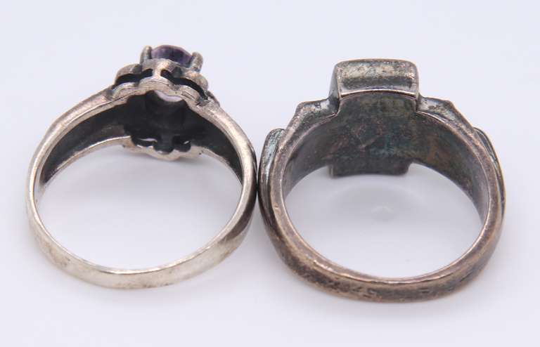 Vintage Sterling Silver Lot of 2 Gemstone Rings