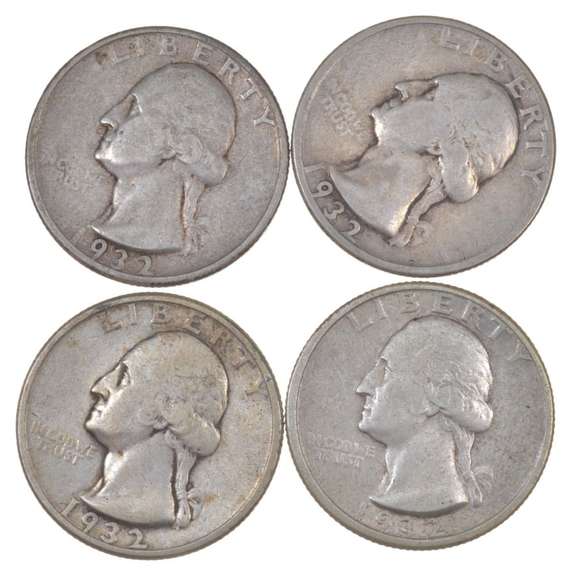 Lot Of 4 1932-D Washington Quarters