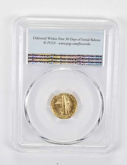 SP70 2016-W Mercury Dime 1/10 Oz. 24K Gold FS 100th Anniv PCGS