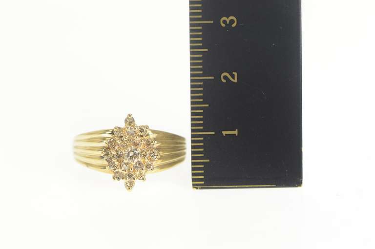 14K Yellow Gold 0.50 Ctw Diamond Marquise Cluster Statement Ring