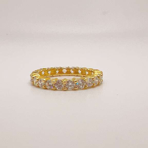 Beautiful Sterling Silver & 18kt Gold Plated Gemstone Band Ring