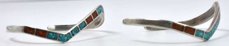 Sterling Silver Turquoise And Coral Bracelets