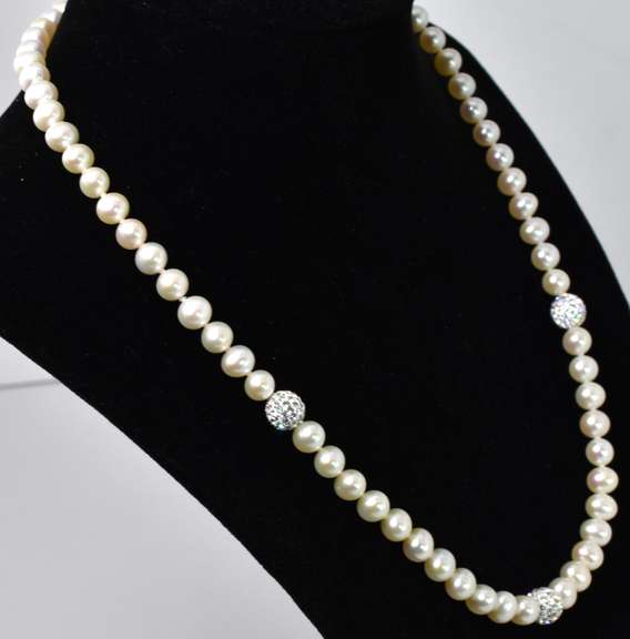 Elastic Faux Pearl Set With Silver Accents