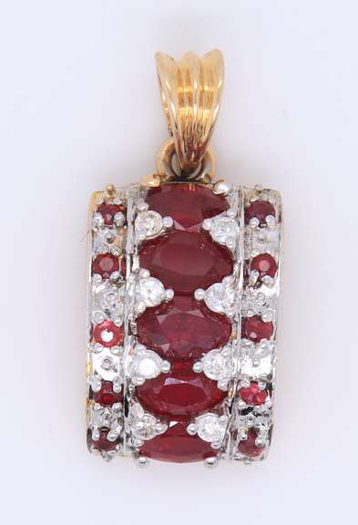 Fabulous Yellow Gold Ruby and Diamond Pendant