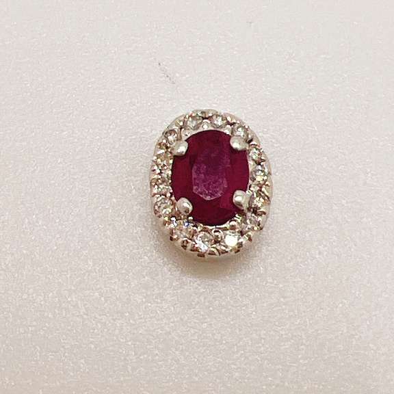 14kt Solid White Gold, Ruby, & Diamond Pendant