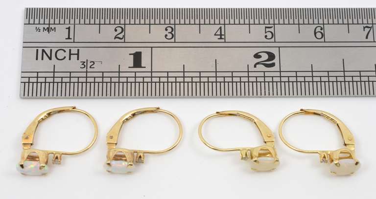 2 Pairs of French Back Opal Earrings