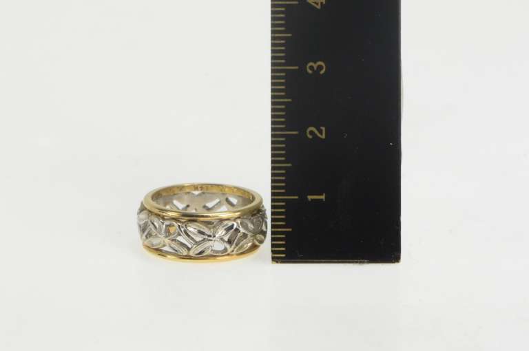 14K Yellow Gold Vintage NOS 1950's Two Tone Wedding Band Ring