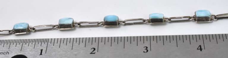 Sterling Silver Bracelet With Milky Blue Stones