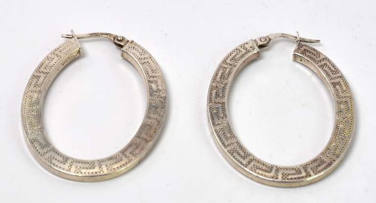 Sterling Silver Elongated Hoop Earrings