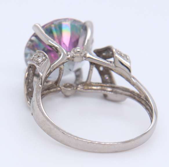 Incredible White Gold Mystic Topaz and Diamond Wrap Ring