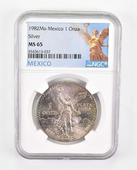 MS65 1982 Mo Mexico 1 Silver Onza - Graded NGC