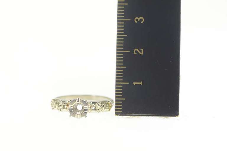 14K White Gold Vintage 1950's NOS 3.5mm Engagement Setting Ring