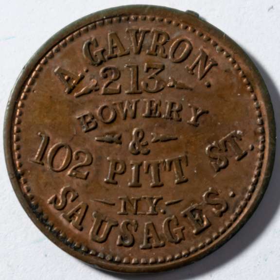 A Gavron NY City Sausages Civil War Store Card
