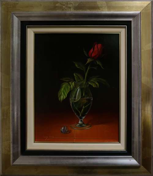 Rose in Glass with Marble