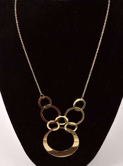 Creative Circle Rings Necklace in 14K Yellow Gold