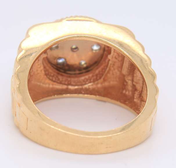 Rolex Style Yellow Gold Diamond Gent's Ring