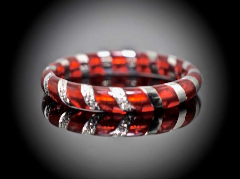 Fun Hidalgo 18K and Red Enamel Band with Diamonds
